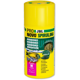 JBL PRONOVO SPIRULINA FLAKES M 250ml -Осн. храна за раст. риби на люспи Spirulina размер М за рибки 8 – 20 см